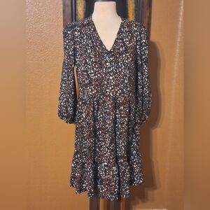 Sandra Darren Black and White Textured Dress